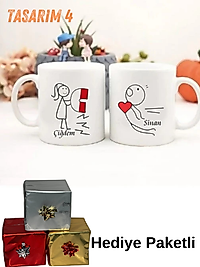 Miracix MRCSVG698 2 Adet Sevgililer Gününe Kişiye Özel, Baskılı Kupa Bardak Resimli Tasarım