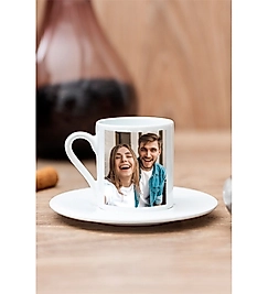 Miracix MRCKLT63 Kişiye Özel Resimli Fotoğraf Baskılı İsimli 2 Li Türk Kahvesi Fincanı Seti