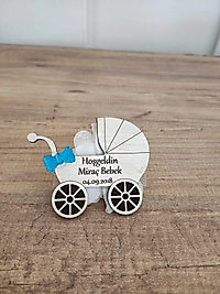 Ahşap Bebek Arabası Magneti, Mevlit, Yenidoğan Hediyelik