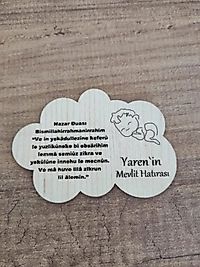 Toptan Ahşap Bulut Şekilli Yazılı, Mevlit, Sünnet, Yenidoğan Magneti Hediyelik