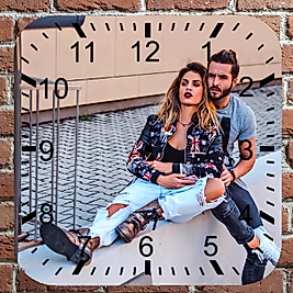 MİRACİX BS25 28 Cm Kare Duvar Saati Kişiye Özel Model 1