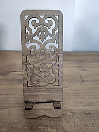 Miracix MRCDSN001 Desenli Dekoratif Telefon Tutucu Ahşap Telefon Standı Masaüstü Telefon Tutucu Aparatı