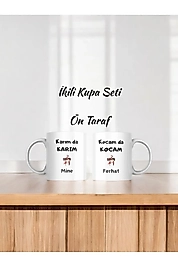 Miracix MRCKLT32 Kişiye Özel Kocamda Kocam Karımda Karım Fotoğraflı İsimli 2'li Kupa Bardak