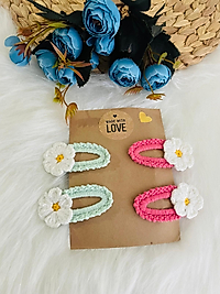 Miracix MRC05TK El Yapımı Kız Bebek Ve Çocuk Örgü Papatya 4’lü Çıtçıt Toka Seti