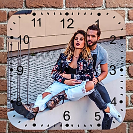 MİRACİX BS27 28 Cm Kare Duvar Saati Kişiye Özel Model 3