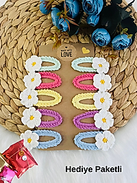 Miracix MRCTKA01 El Yapımı Kız Bebek Ve Çocuk Örgü Papatya 10’lu Çıtçıt Toka Seti