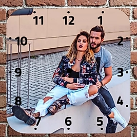 MİRACİX BS26 28 Cm Kare Duvar Saati Kişiye Özel Model 2