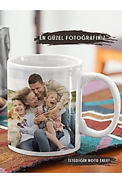 Miracix BBA0703 Babalar Gününe Özel 2 Fotoğraf Baskılı Beyaz Kupa Bardak Hediyelik