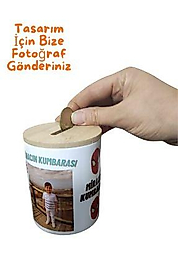 MİRACİX MRKM06 Porselen Bambu Kapaklı Kumbara Kişiye Özel Fotoğraflı Tasarım