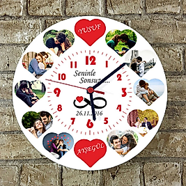 MİRACİX BS39 28 Cm Yuvarlak Duvar Saati Kişiye Özel Model 9