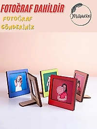 Miracix MRCTPTN54 Toptan Ahşap Renkli (Fotoğraf Dahil) Polaroid Mini Fotoğraf Çerçevesi - 9x9cm