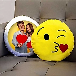 MİRACİX BS58 Kalpli Öpücük Emoji Yastık Kişiye Özel