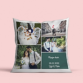 MİRACİX BS48 40x40 Cm Beyaz Resimli Yastık Kişiye Özel