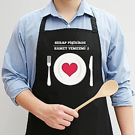 MİRACİX BS91 Siyah Yetişkin Mutfak Önlüğü Kişiye Özel