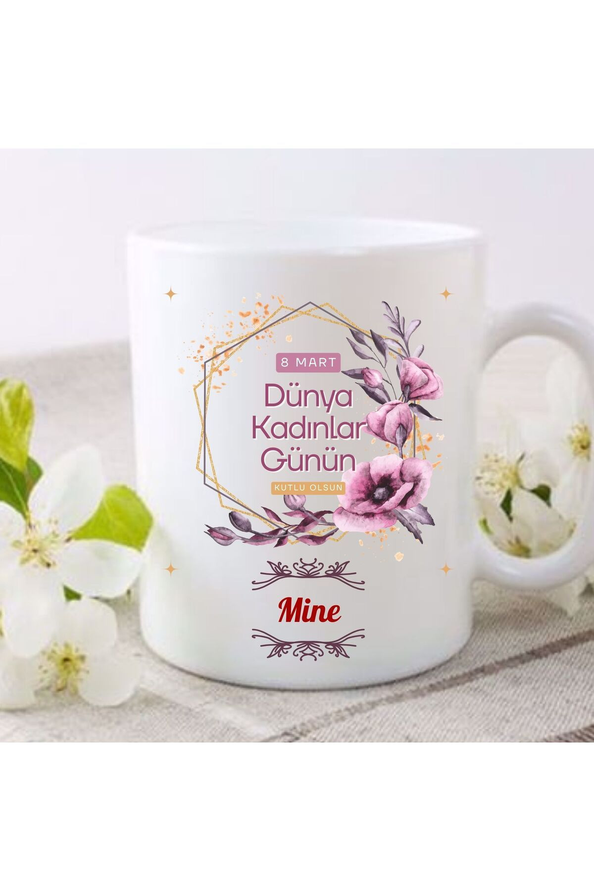 Miracix MRCKLT14 İsim Yazılı 8 Mart Dünya Kadınlar Gününe Özel Kupa Bardak