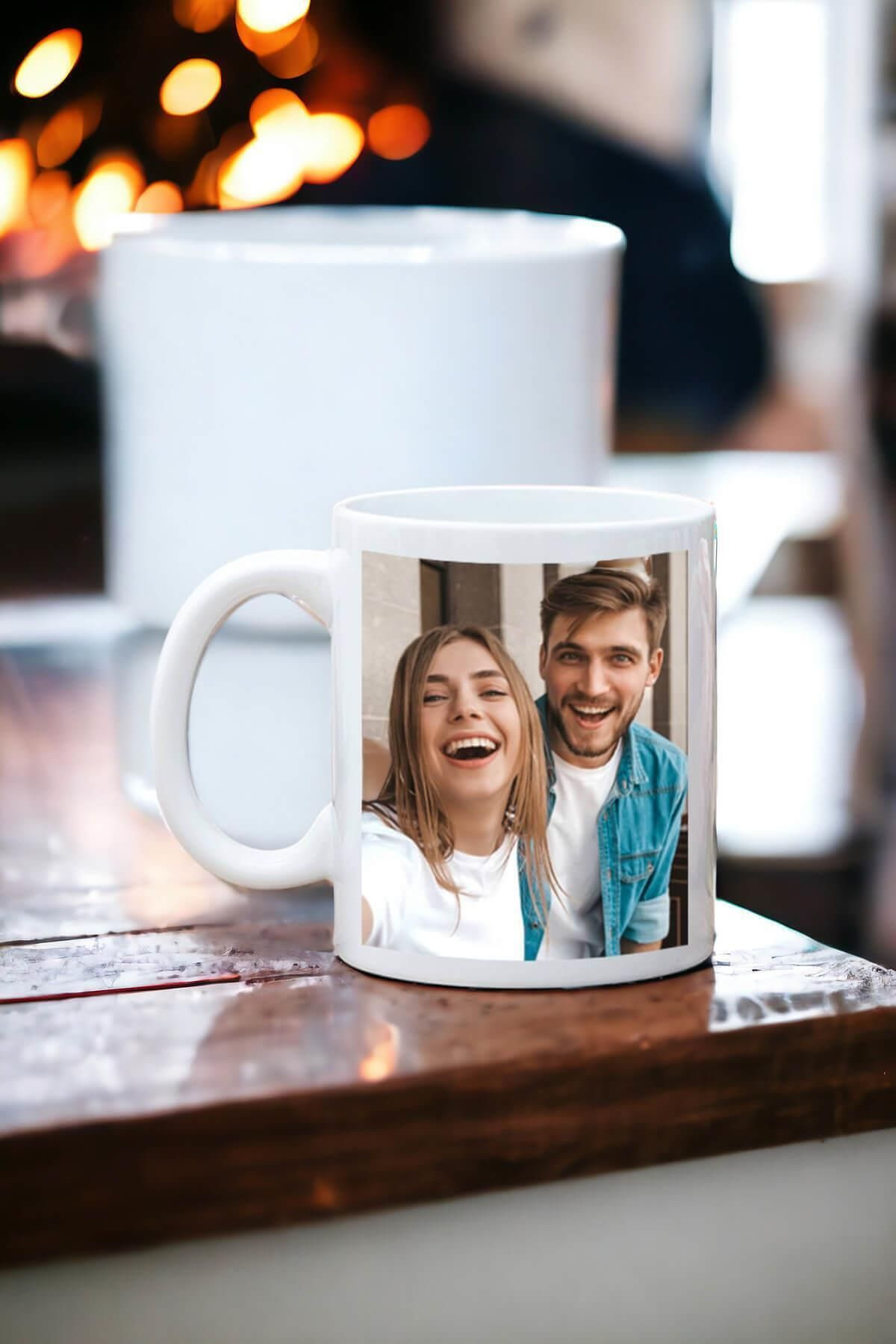 Miracix MRCKLT33 Kişiye Özel 2 Fotoğraflı Baskılı Beyaz Kupa Bardak Hediyelik