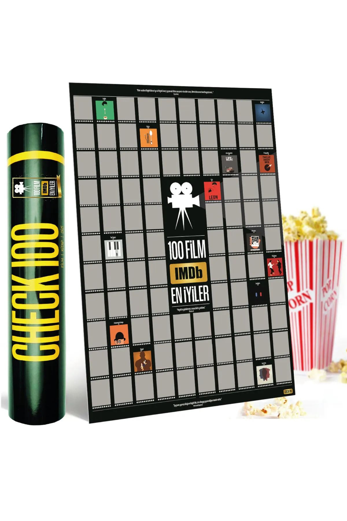 Miracix MRCKLT35 IMDB TOP 100 Kazıkazan Film Posteri, Kazınabilir Poster, En İyi 100 IMDB Filmi, Hediyelik